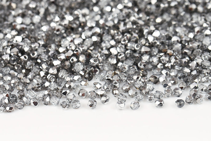 Czech Fire Polished 2.0mm Crystal Labrador Round Beads