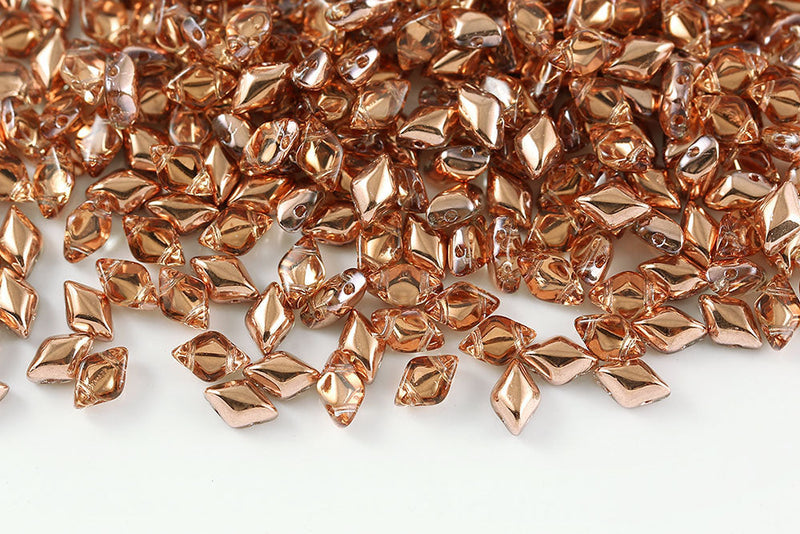 Gemduo 8×5mm Crystal Capri Gold 2-Hole Czech Beads