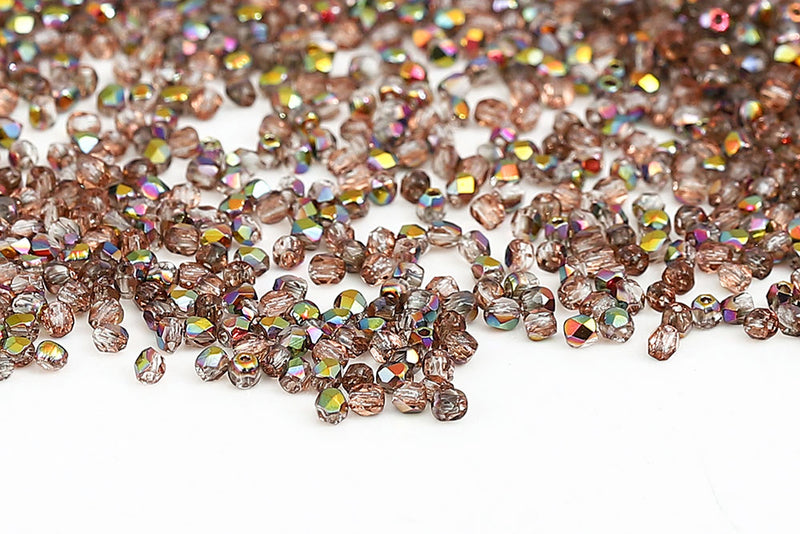 Czech Fire Polished 2.0mm Crystal Santander Round Beads