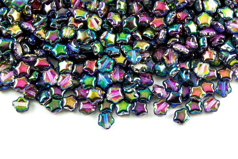 Star 6mm Magic Blue Pink Czech Glass Beads