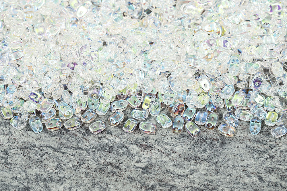 Wave 3×7mm Crystal AB 2-Hole Czech Beads