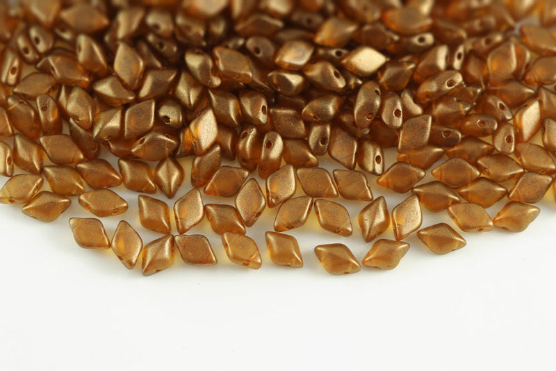 Gemduo 8×5mm Halo Sandalwood 2-Hole Czech Beads