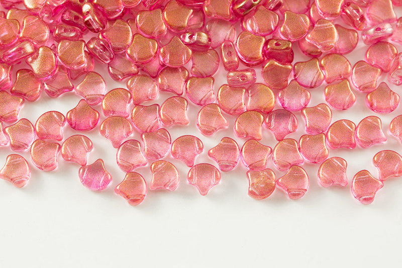 Ginko 7.5×7.5mm Halo Persian Pink 2-Hole Czech Beads