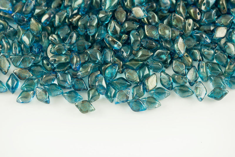Gemduo 8×5mm Halo Celestial Blue 2-Hole Czech Beads