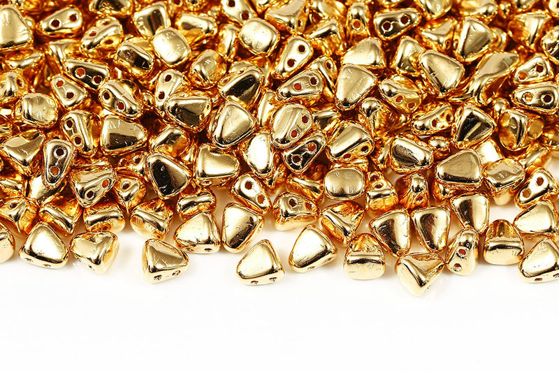 Nib-Bit 6×5mm Gold Plated 2-Hole Czech Beads