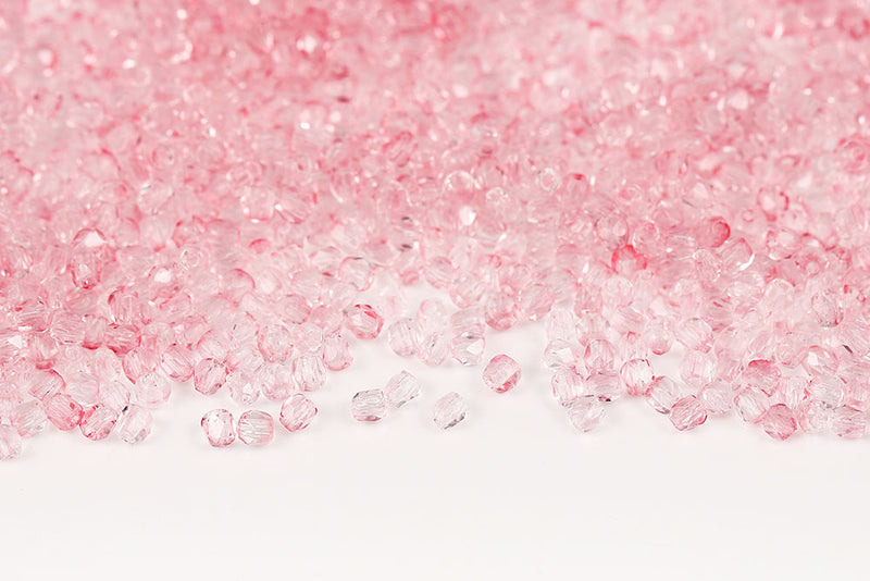 Czech Fire Polished 2.0mm Crystal Pink Finish Round Beads