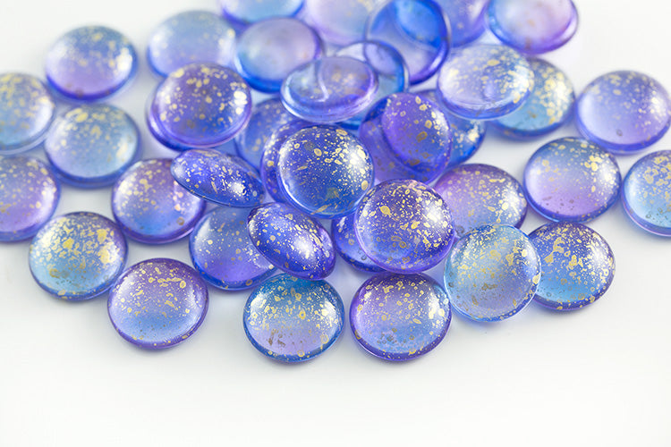 Cabochons 18mm Crystal Blue Violet Gold Powder Finish Czech Beads