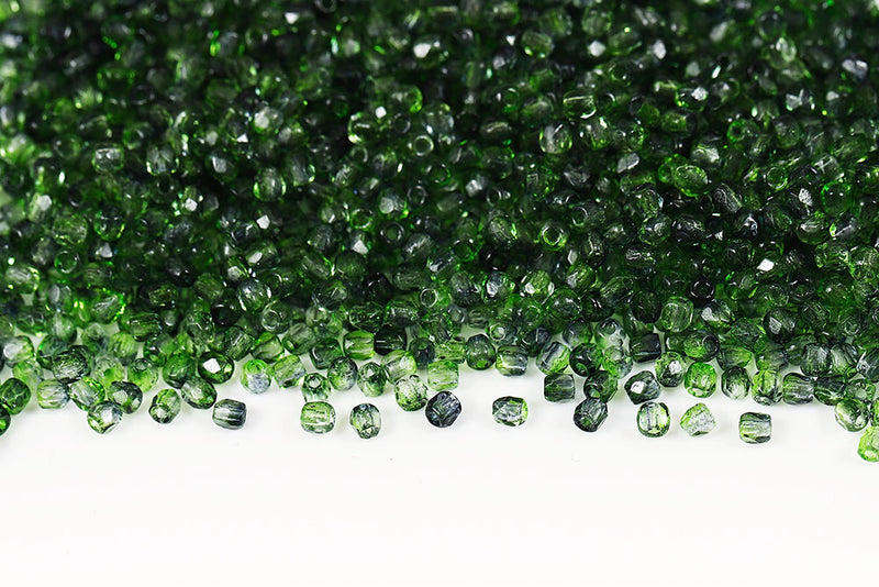 Czech Fire Polished 2.0mm Crystal Peridot Violet Finish Round Beads
