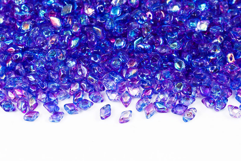 MiniGemduo 6×4mm Summer Rainbow Dark Blue 2-Hole Czech Beads