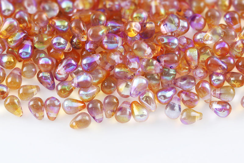 Drops 4×6mm Czech Glass Beads Col.00030-48107