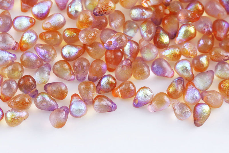 Drops 4×6mm Czech Glass Beads Col.00030-48107E