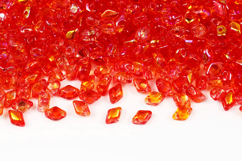 MiniGemduo 6×4mm Summer Rainbow Orange 2-Hole Czech Beads