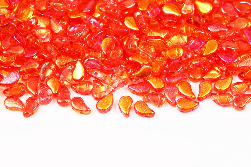 Flatduo 8×5mm Summer Rainbow Orange 2-Hole Czech Beads