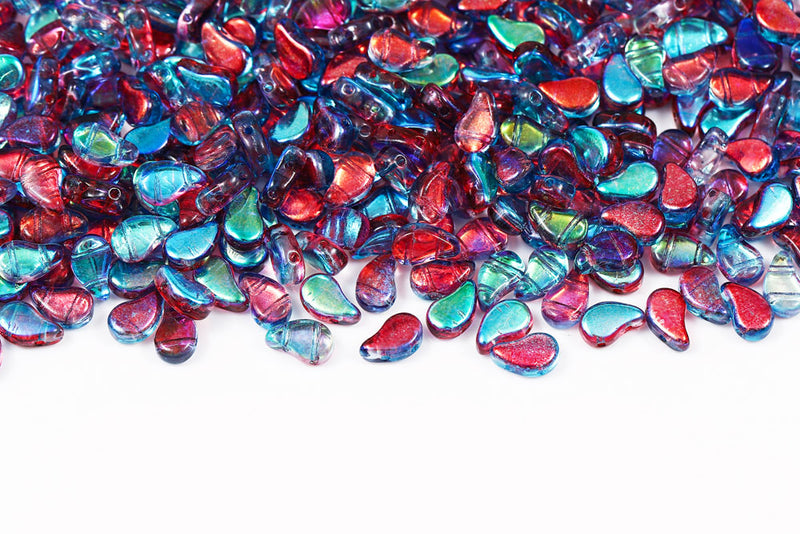 Flatduo 8×5mm Summer Rainbow Dark Violet 2-Hole Czech Beads