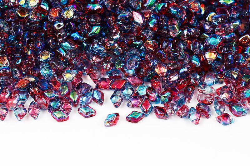 MiniGemduo 6×4mm Summer Rainbow Dark Violet 2-Hole Czech Beads