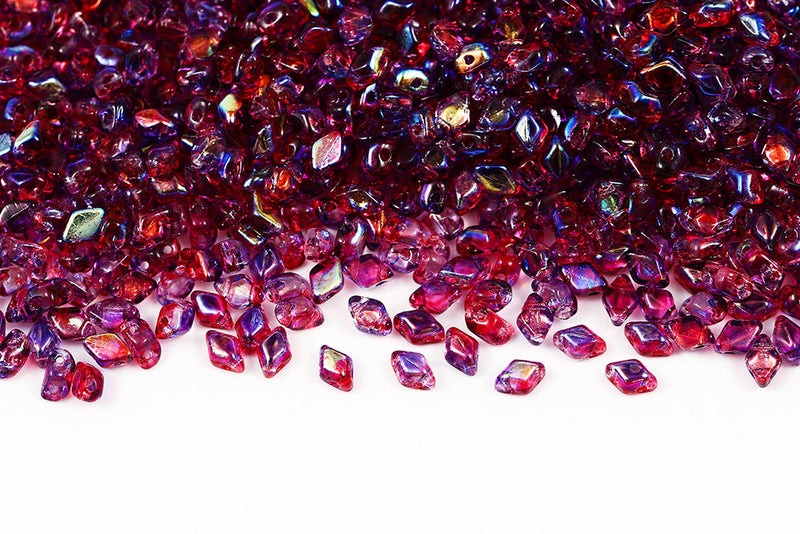 MiniGemduo 6×4mm Summer Rainbow Light Violet 2-Hole Czech Beads