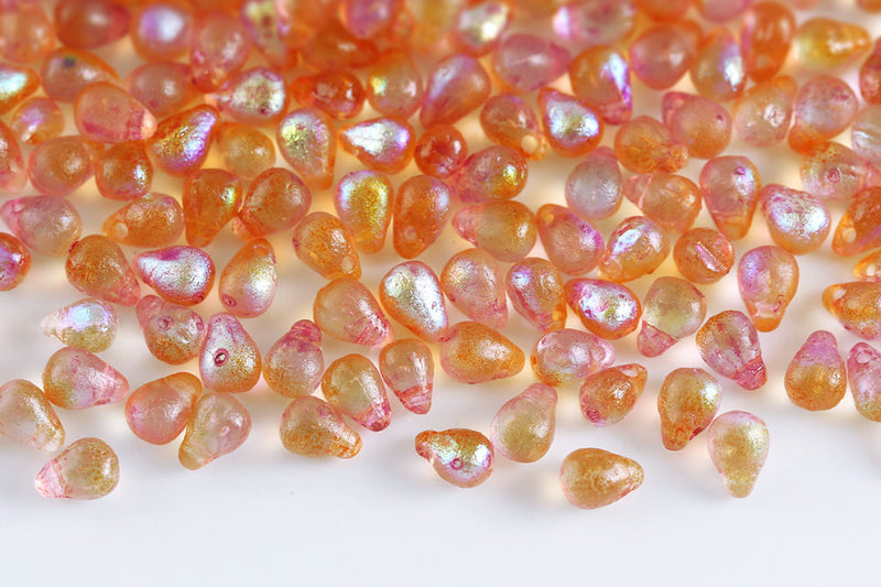 Drops 4×6mm Czech Glass Beads Col.00030-48116E
