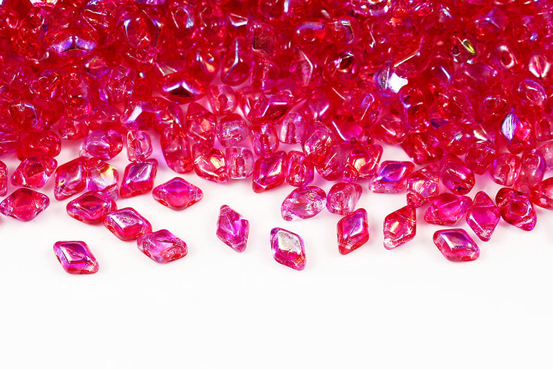 MiniGemduo 6×4mm Summer Rainbow Pink 2-Hole Czech Beads