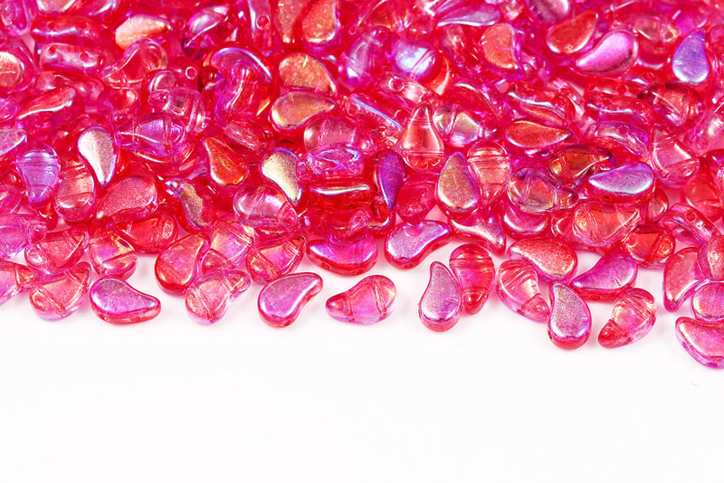 Flatduo 8×5mm Summer Rainbow Pink 2-Hole Czech Beads