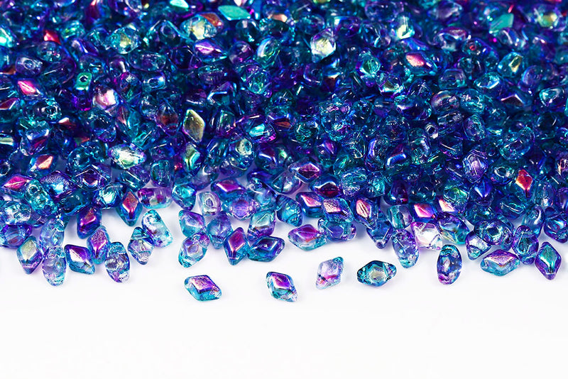 MiniGemduo 6×4mm Summer Rainbow Light Blue 2-Hole Czech Beads