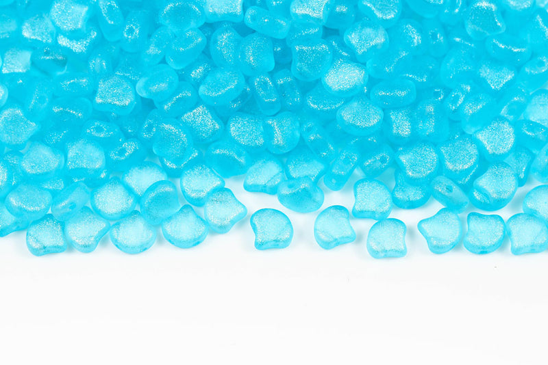 GINKO 7.5×7.5mm Crystal Frozen Aquamarine Matt 2-Hole Czech Beads