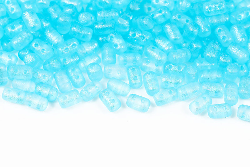 Rulla 5×3mm Crystal Frozen Aquamarine Matt 2-Hole Czech Beads