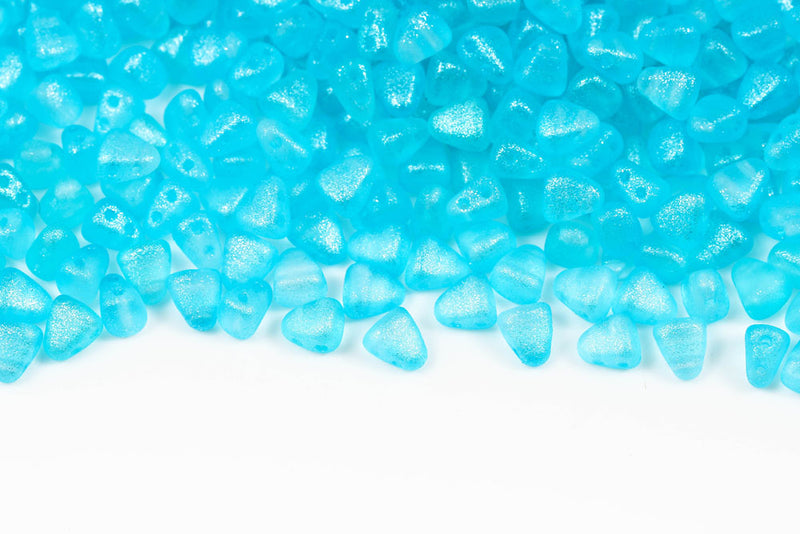 Nib-Bit 6×5mm Crystal Frozen Aquamarine Matt 2-Hole Czech Beads