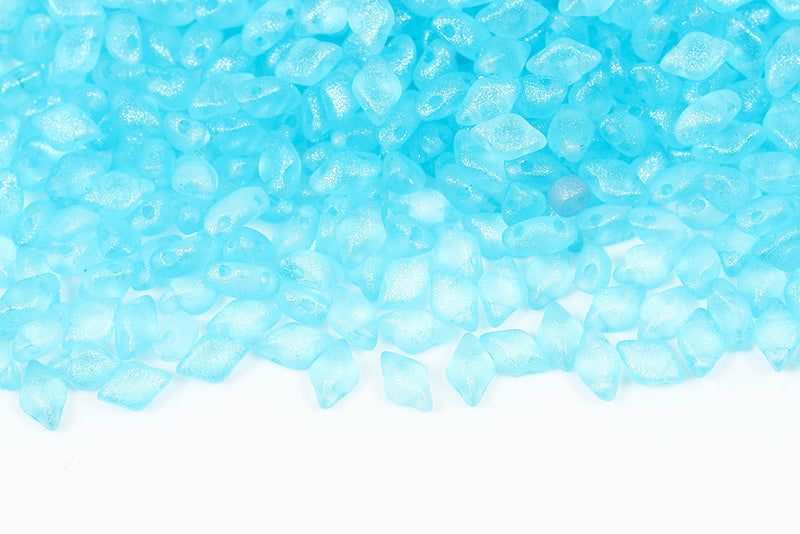 Gemduo 8×5mm Crystal Frozen Aquamarine Matt 2-Hole Czech Beads