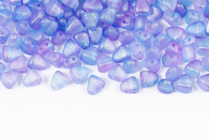 Nib-Bit 6×5mm Crystal Frozen Blue-purple Matt 2-Hole Czech Beads