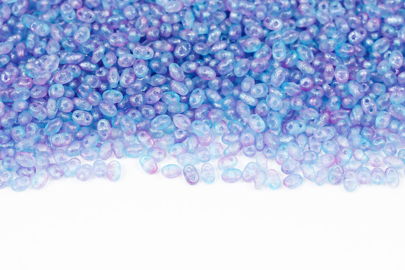 Miniduo 2×4mm Crystal Frozen Blue-purple Matt 2-Hole Czech Beads