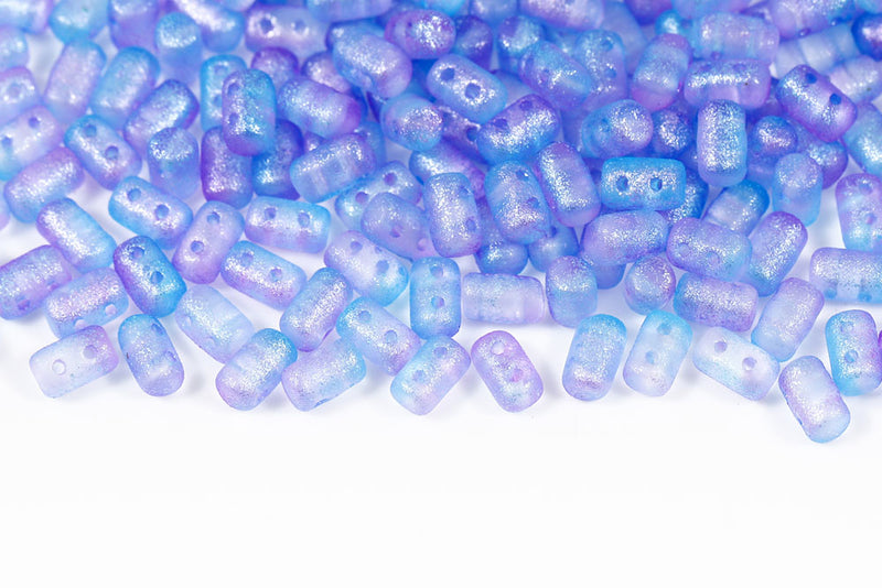 Rulla 5×3mm Crystal Frozen Blue-purple Matt 2-Hole Czech Beads
