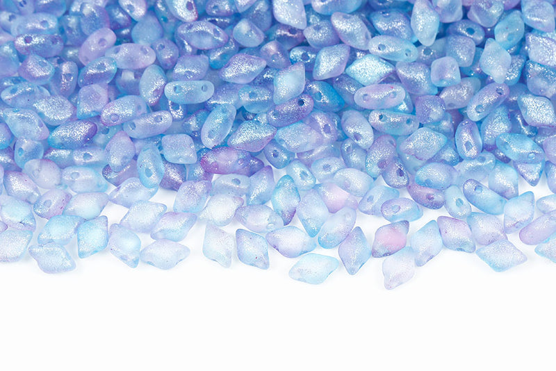 Gemduo 8×5mm Crystal Frozen Blue-purple Matt 2-Hole Czech Beads