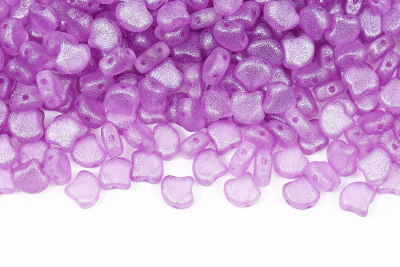 GINKO 7.5×7.5mm Crystal Frozen Violet Matt 2-Hole Czech Beads