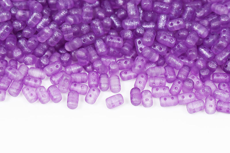 Rulla 5×3mm Crystal Frozen Violet Matt 2-Hole Czech Beads