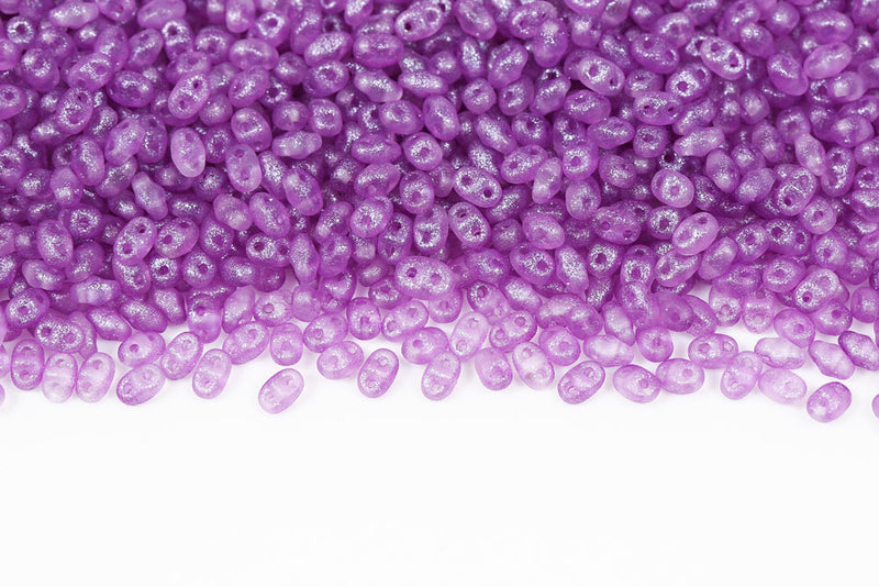 Miniduo 2×4mm Crystal Frozen Violet Matt 2-Hole Czech Beads