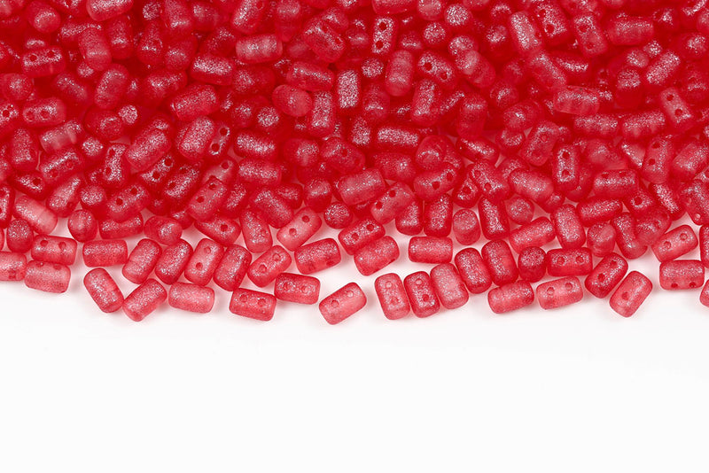 Rulla 5×3mm Crystal Frozen Lt.siam Matt 2-Hole Czech Beads