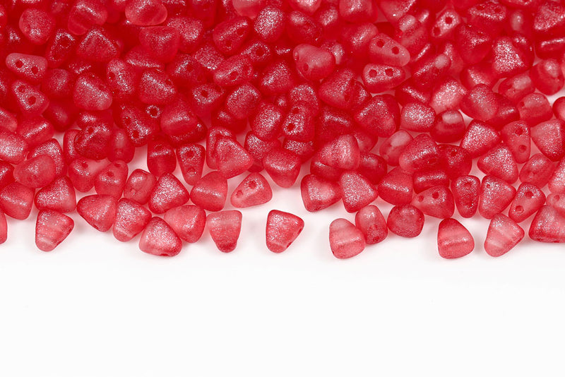 Nib-Bit 6×5mm Crystal Frozen Lt.siam Matt 2-Hole Czech Beads