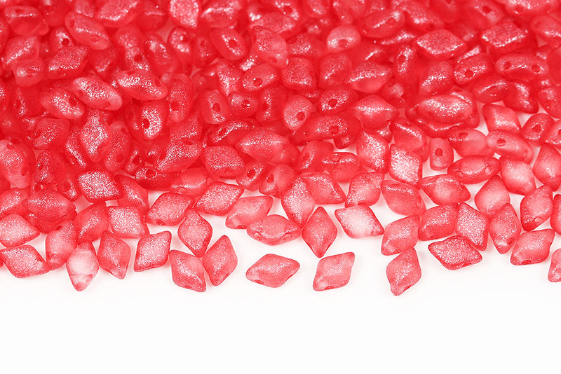 Gemduo 8×5mm Crystal Frozen Lt.siam Matt 2-Hole Czech Beads