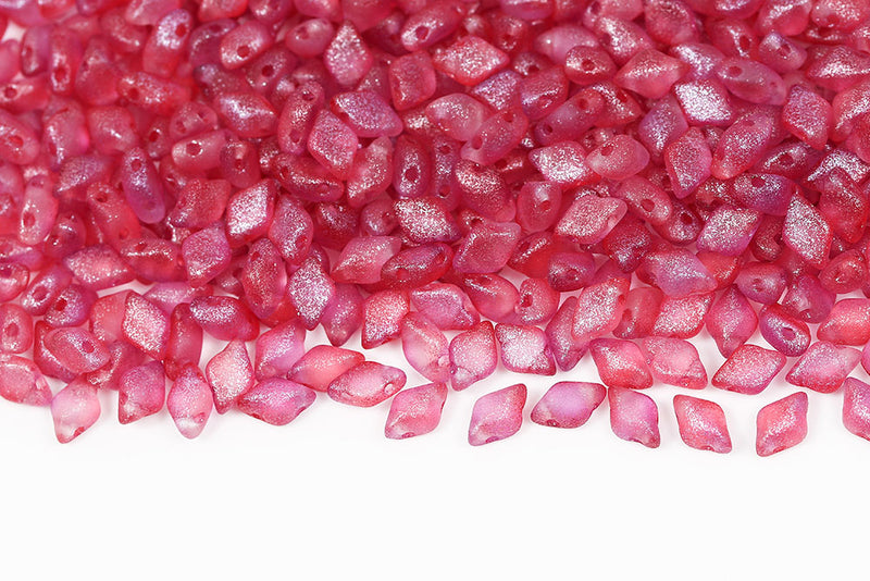 Gemduo 8×5mm Crystal Frozen Peach Matt 2-Hole Czech Beads