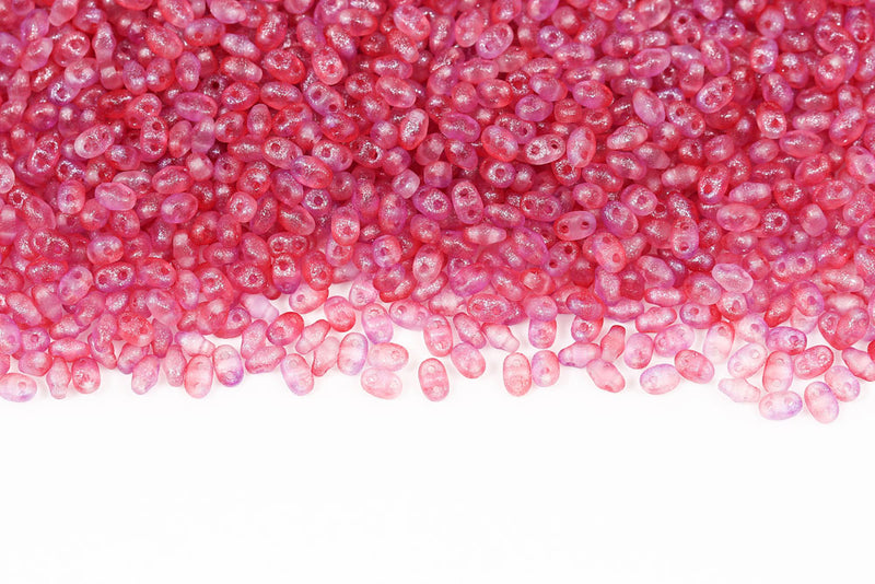 Miniduo 2×4mm Crystal Frozen Peach Matt 2-Hole Czech Beads