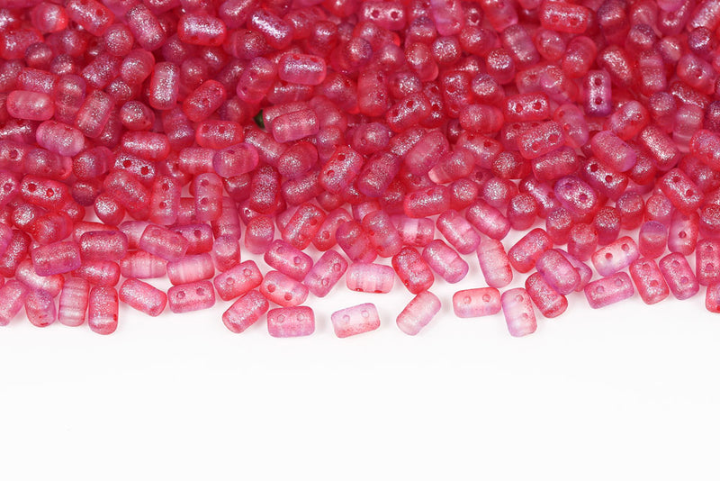 Rulla 5×3mm Crystal Frozen Peach Matt 2-Hole Czech Beads