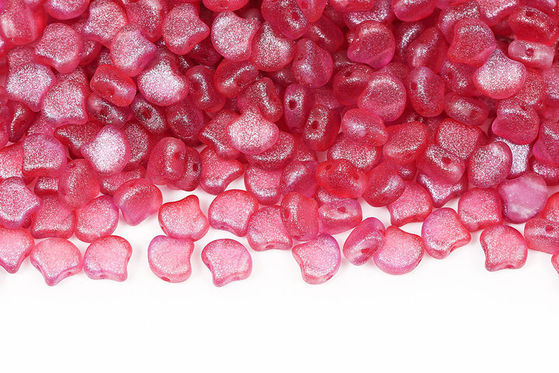 GINKO 7.5×7.5mm Crystal Frozen Peach Matt 2-Hole Czech Beads