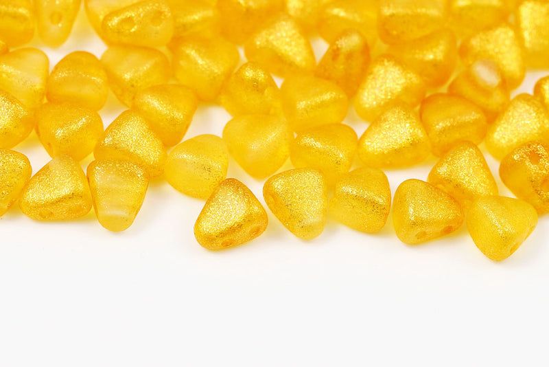 Nib-Bit 6×5mm Crystal Frozen Lemon Matt 2-Hole Czech Beads