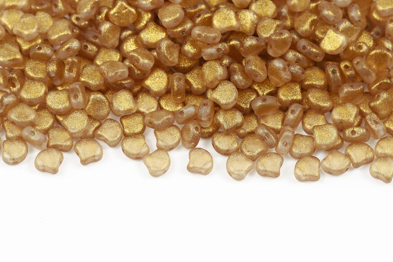 GINKO 7.5×7.5mm Crystal Frozen Amber Matt 2-Hole Czech Beads