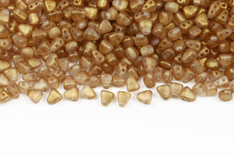 Nib-Bit 6×5mm Crystal Frozen Amber Matt 2-Hole Czech Beads