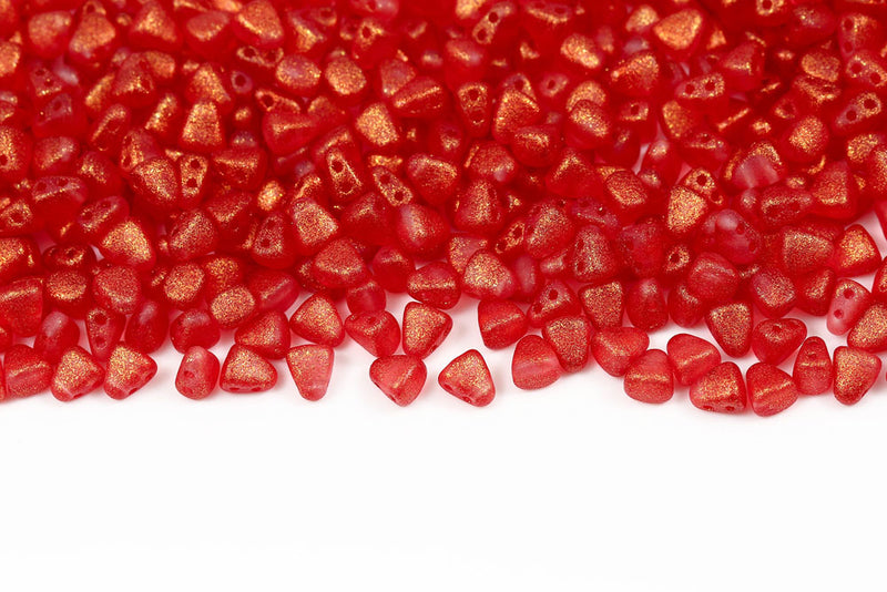 Nib-Bit 6×5mm Crystal Frozen Red Matt 2-Hole Czech Beads