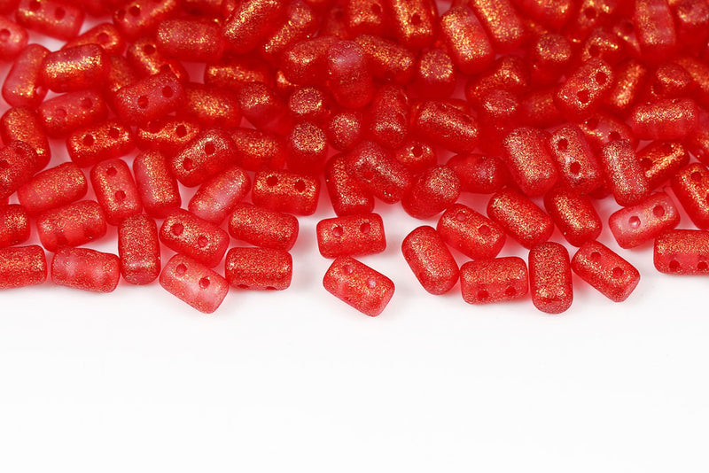 Rulla 5×3mm Crystal Frozen Red Matt 2-Hole Czech Beads