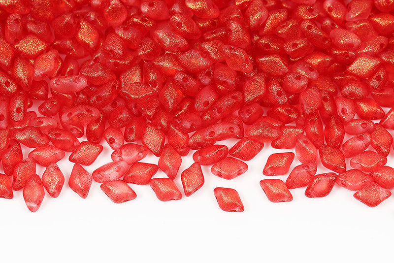Gemduo 8×5mm Crystal Frozen Red Matt 2-Hole Czech Beads