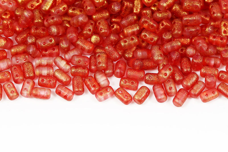 Rulla 5×3mm Crystal Frozen Padparadscha Matt 2-Hole Czech Beads