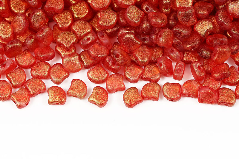 GINKO 7.5×7.5mm Crystal Frozen Padparadscha Matt 2-Hole Czech Beads